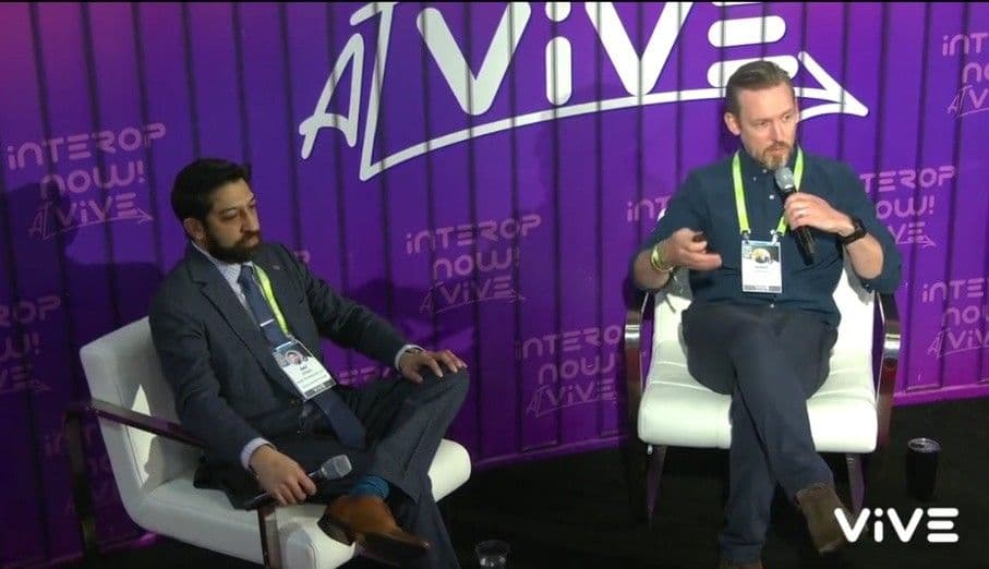 Raj Shah and James Godwin of Gaine presenting this case study on stage at VIVE.